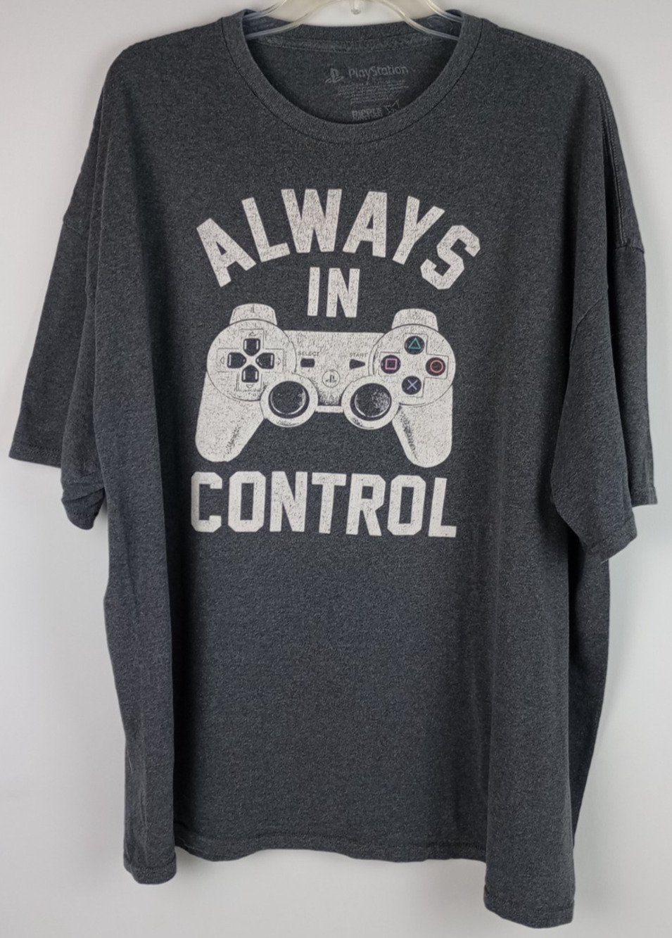Play Station Mens 3X Gray Always in Control Casual Short Sleeve Graphic Tshirt